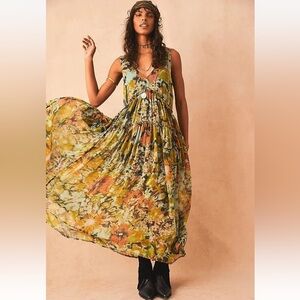 Free People Julianna Floral Chiffon Maxi Dress Size Medium